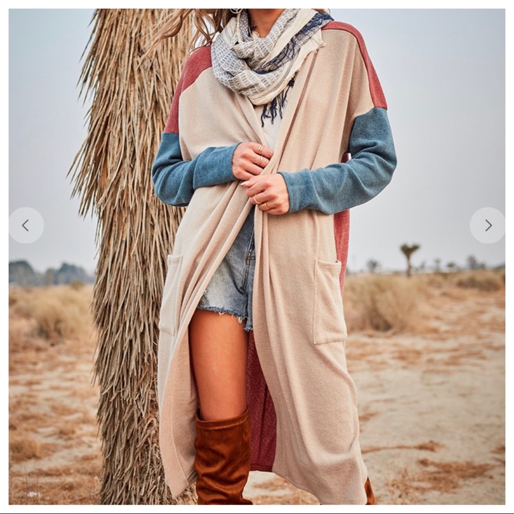 Boho chic open front pocket cardigan - Picture 6 of 6